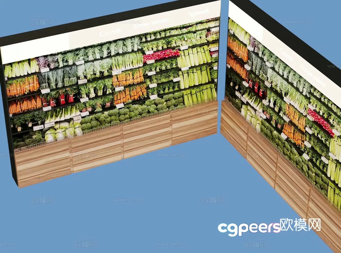 Supermarket shelves vegetable rack 3d model