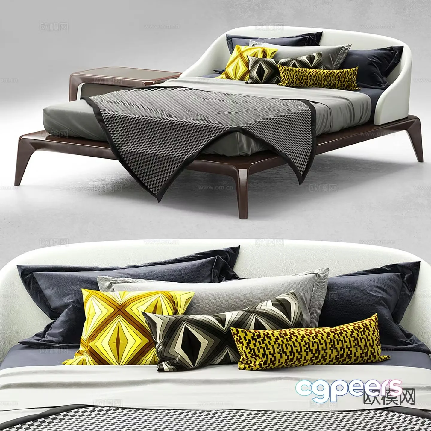 Modern double bed 3d model