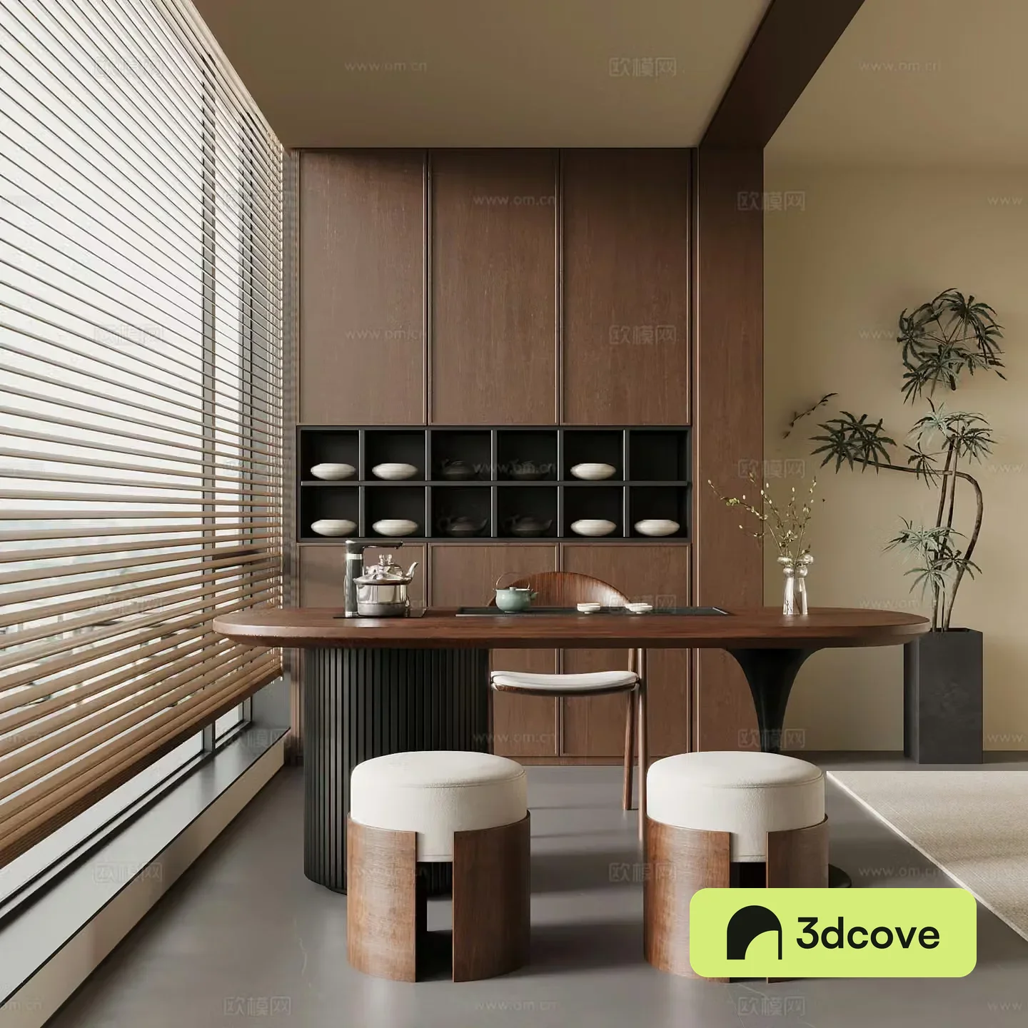 Middle-aged balcony tea cabinet small tea table 3D model