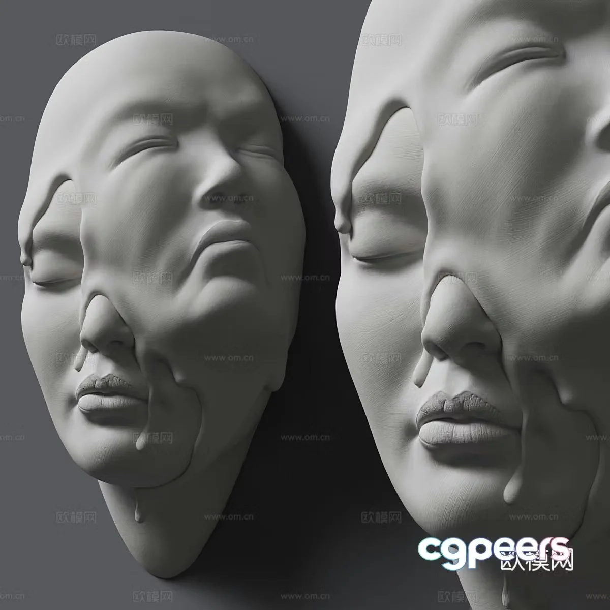 Modern character gypsum sculpture 3d model