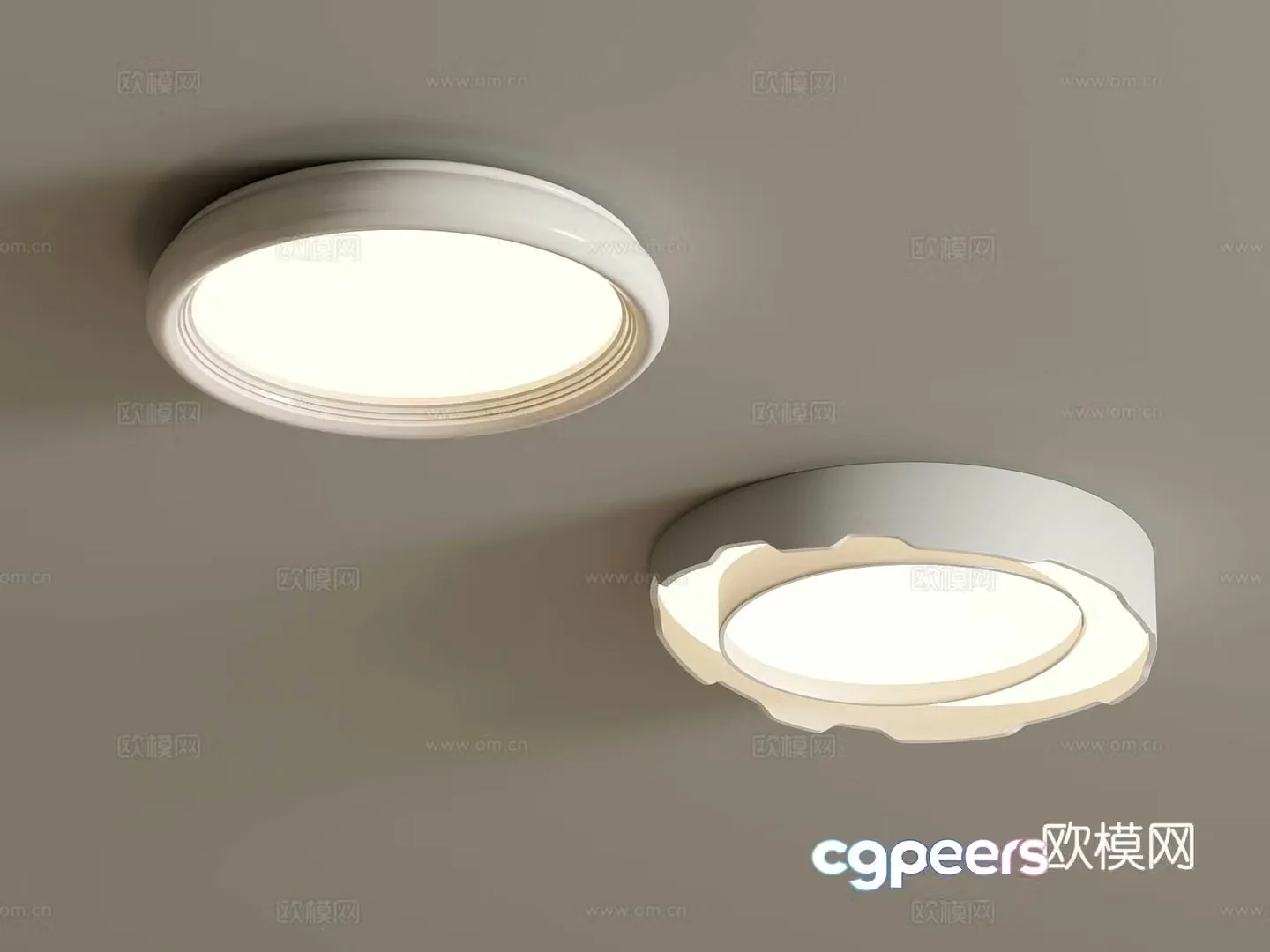 24 French Cream Ceiling Light 3D Model