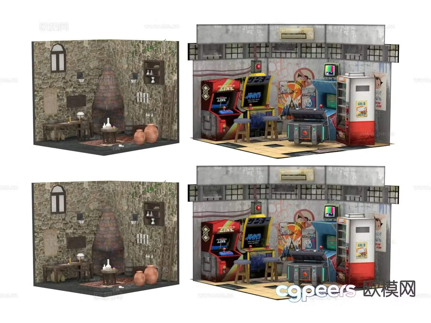 Republic of China style furnishings handmade small scenes microscopic ornaments 3D model