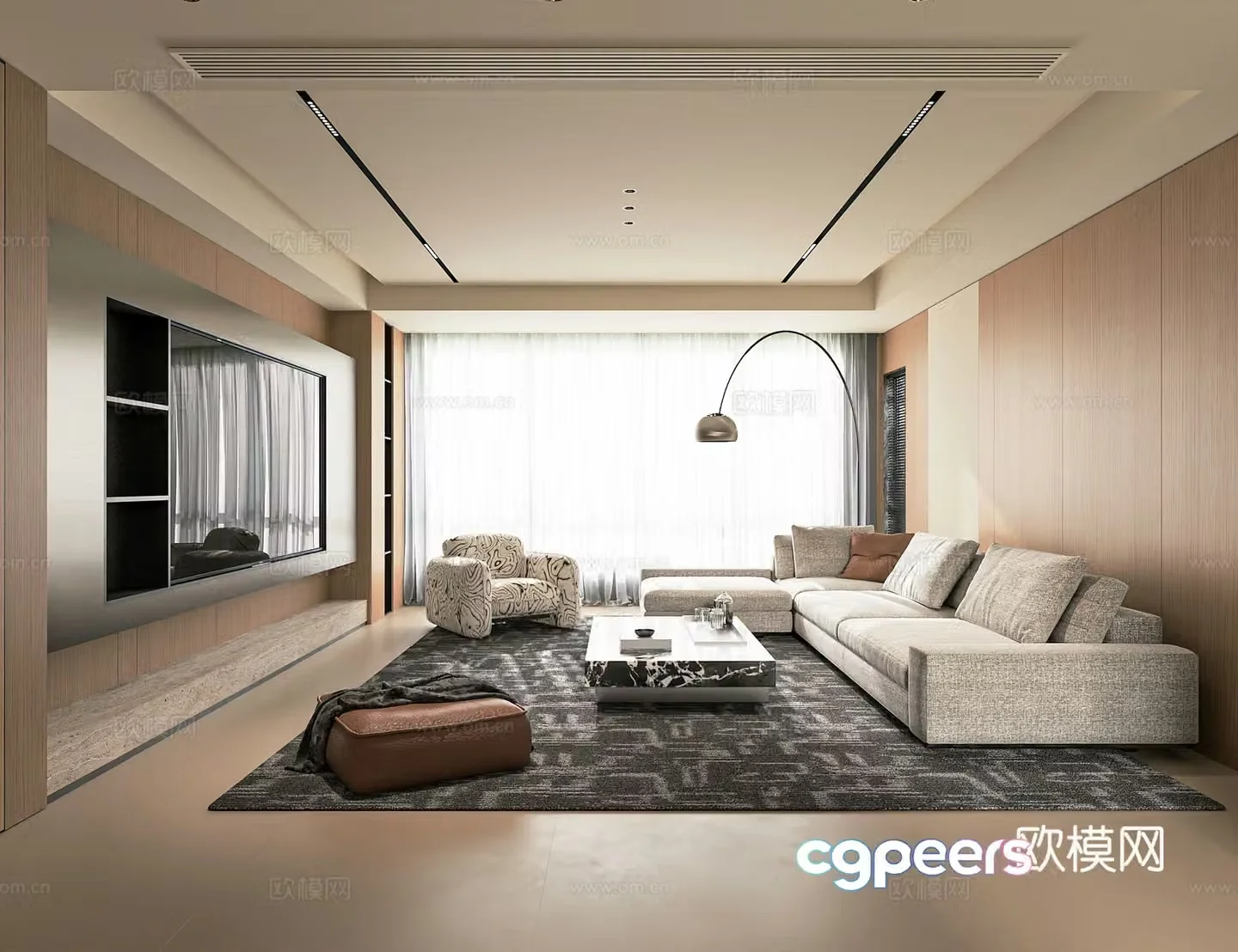 Modern home living room 3d model