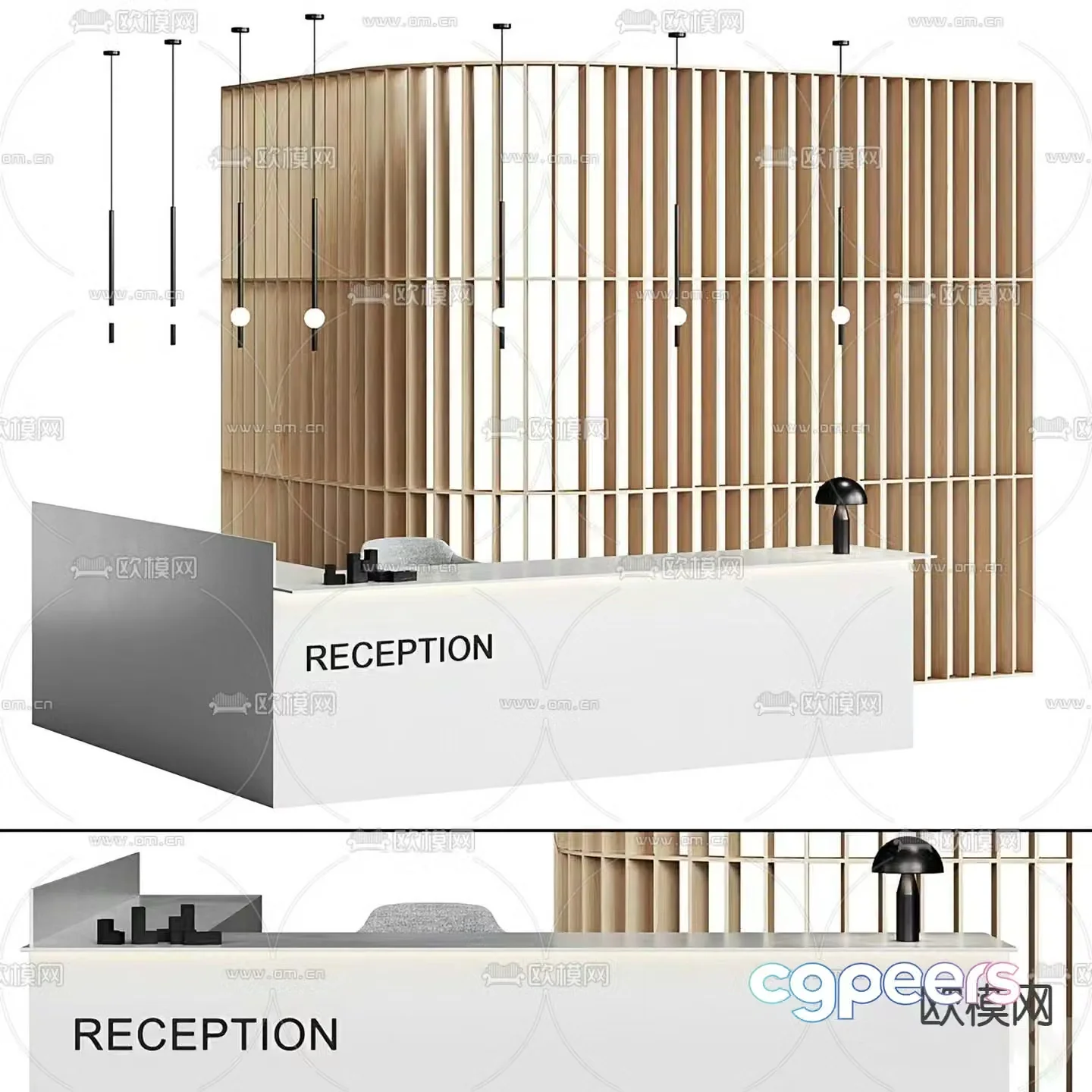 Modern reception desk front desk 3d model