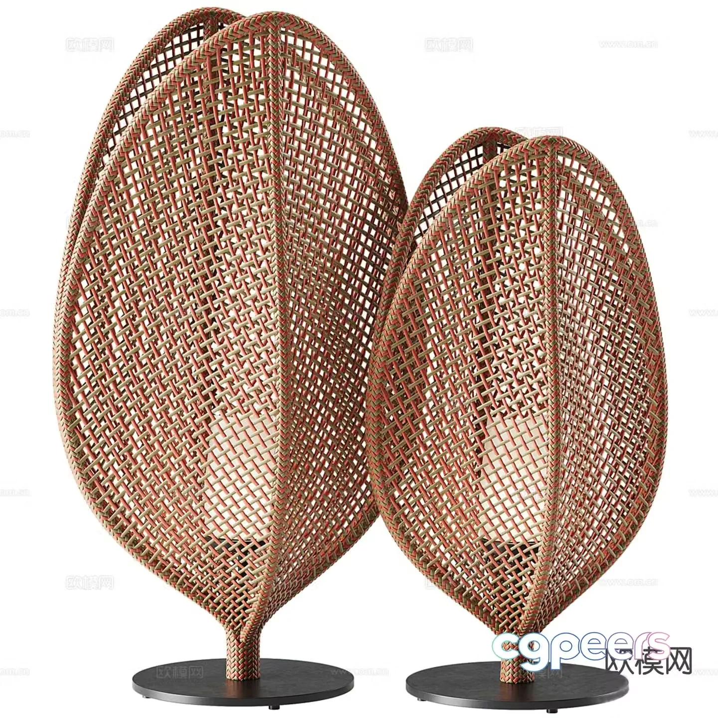 Wabi-sabi floor lamp rattan floor lamp 3d model