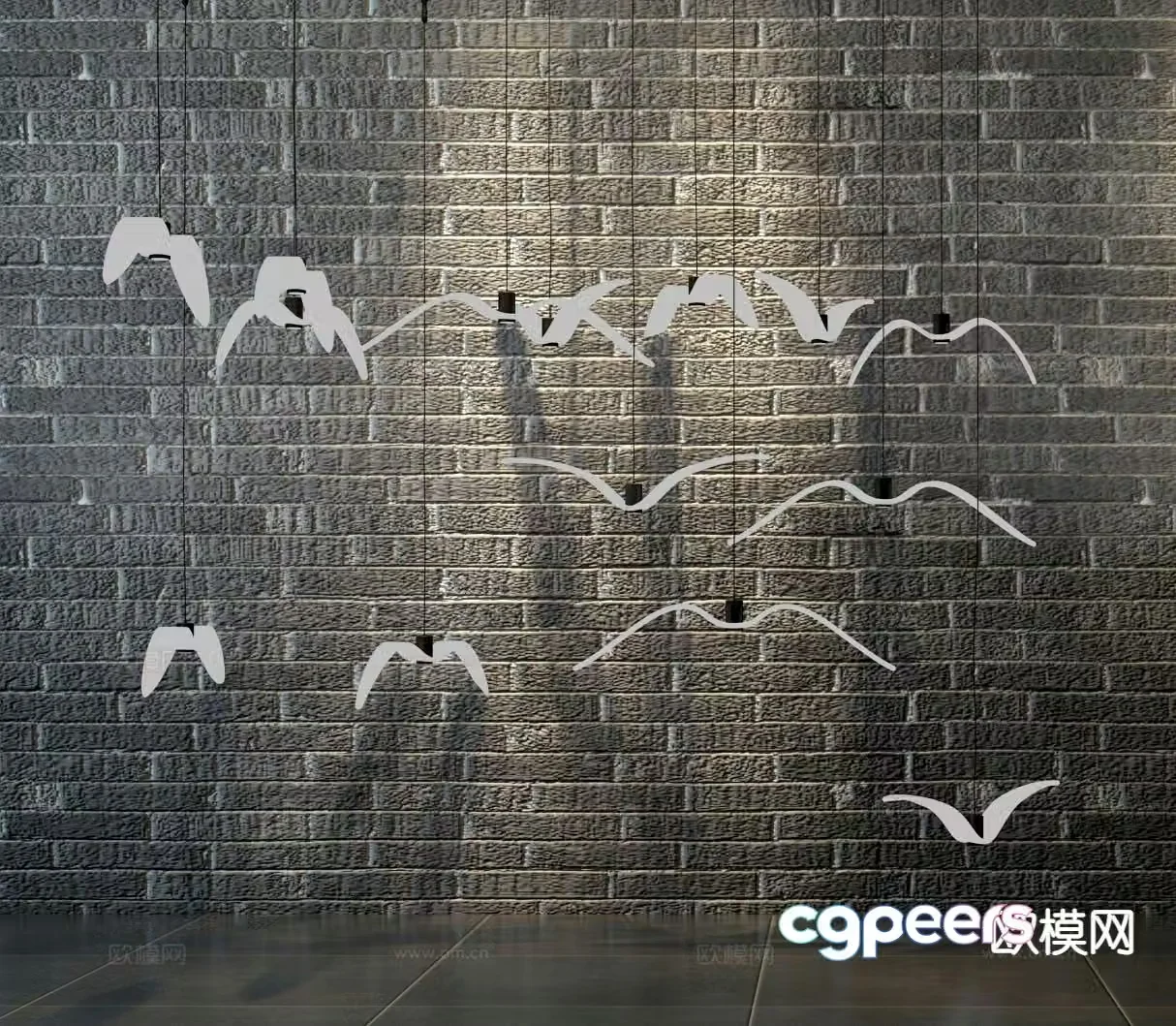 Modern flying bird chandelier 3d model
