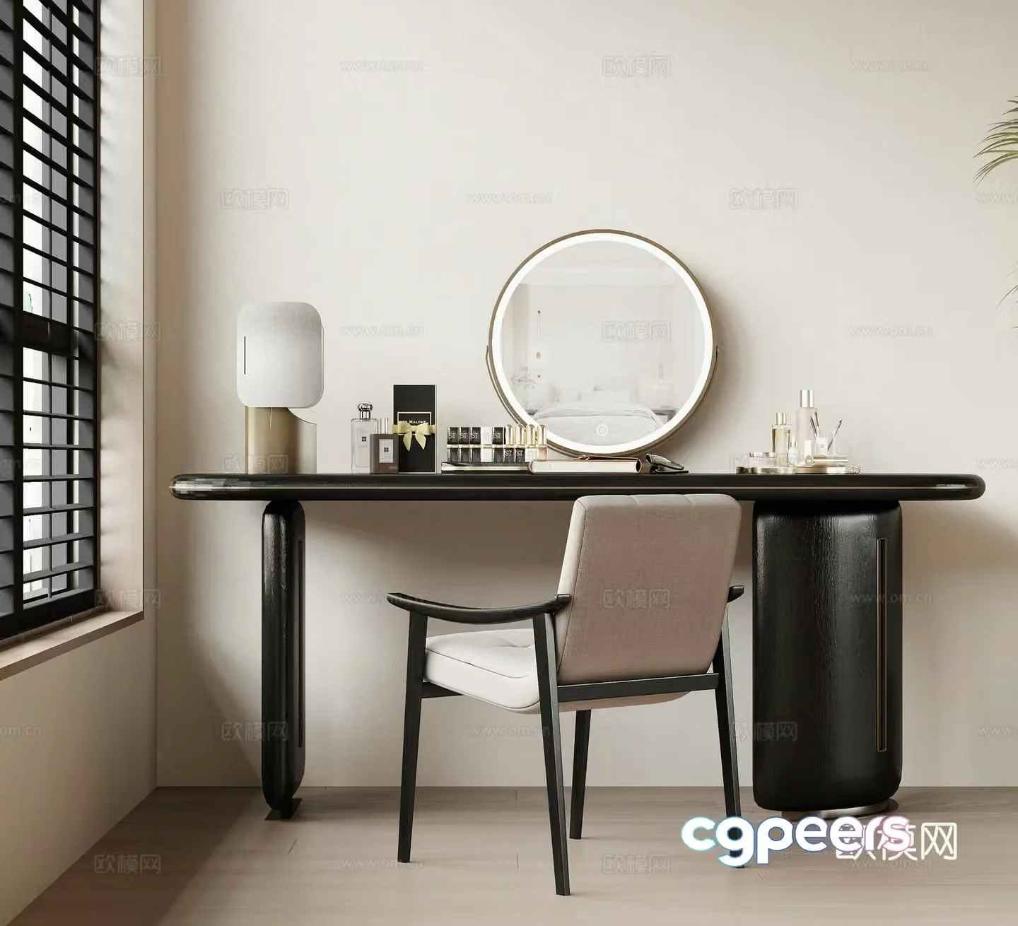 New Chinese dressing table and chair combination 3D model
