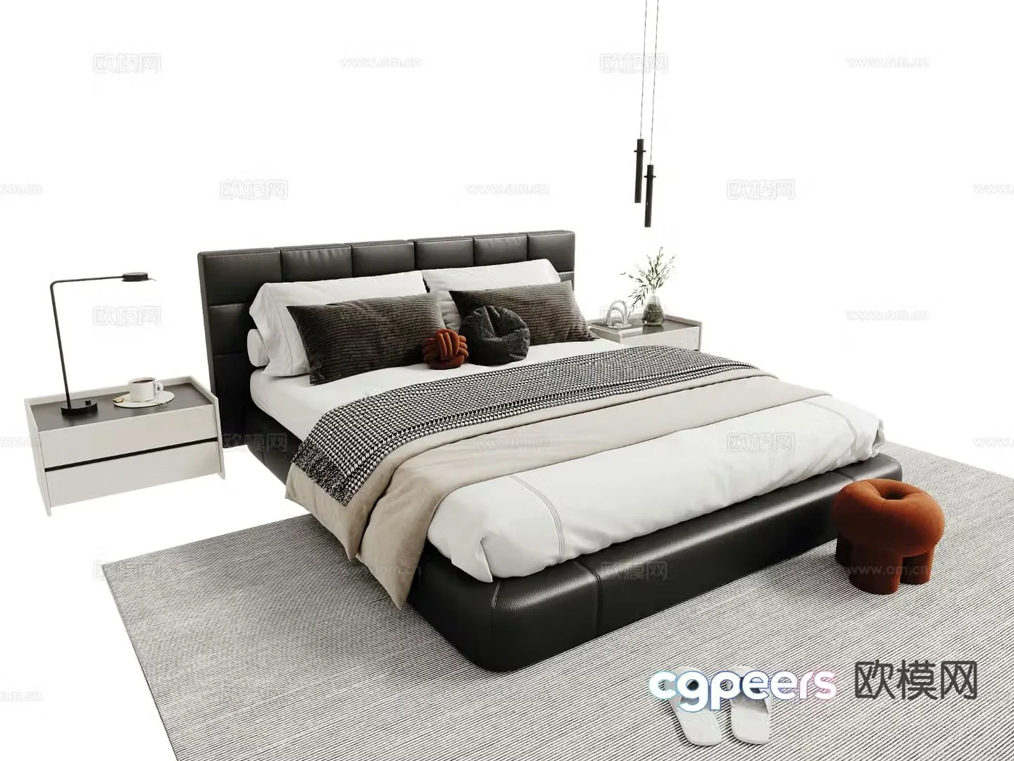 Italian double bed 3d model