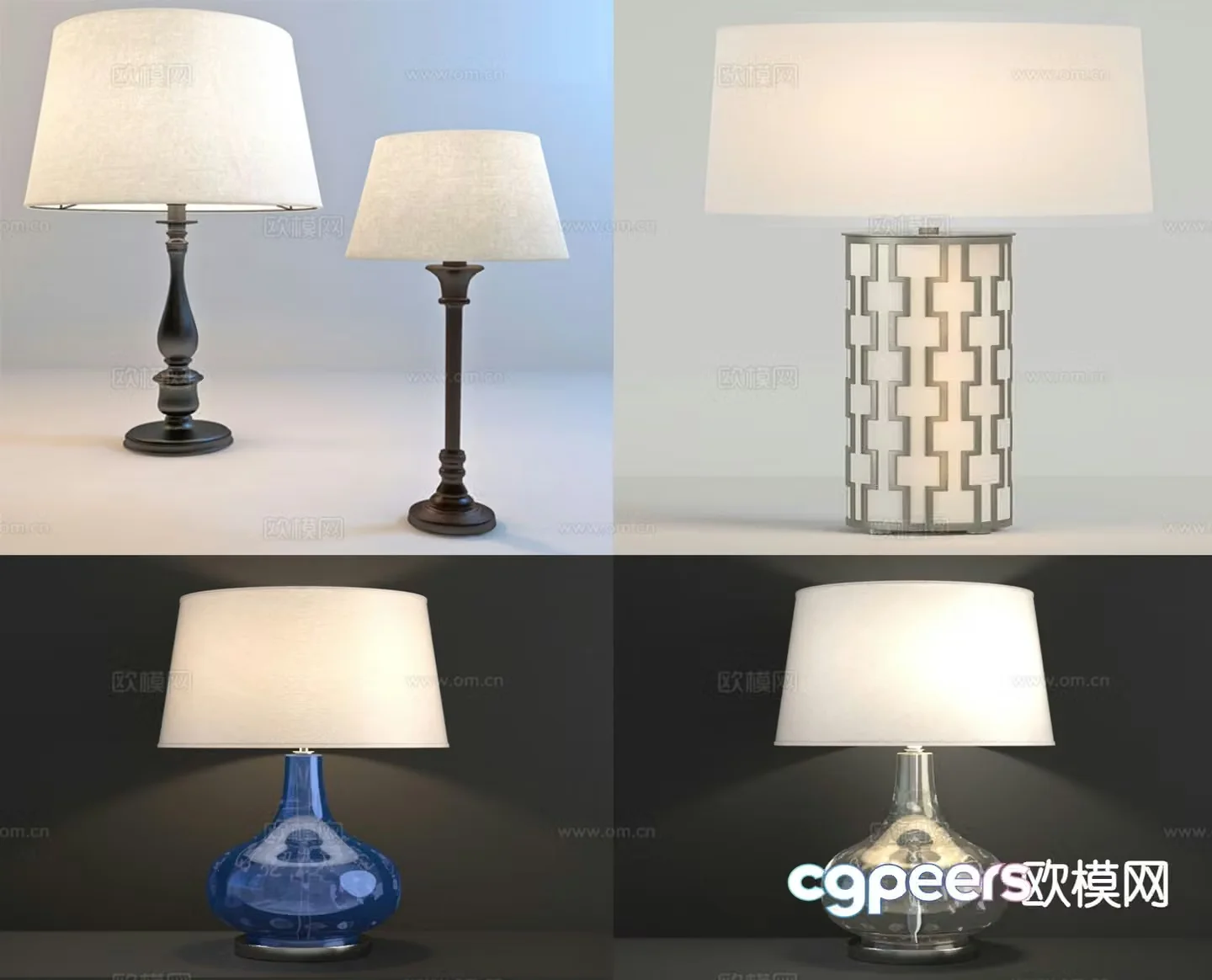 Nordic table lamp fabric shade table lamp 3d model