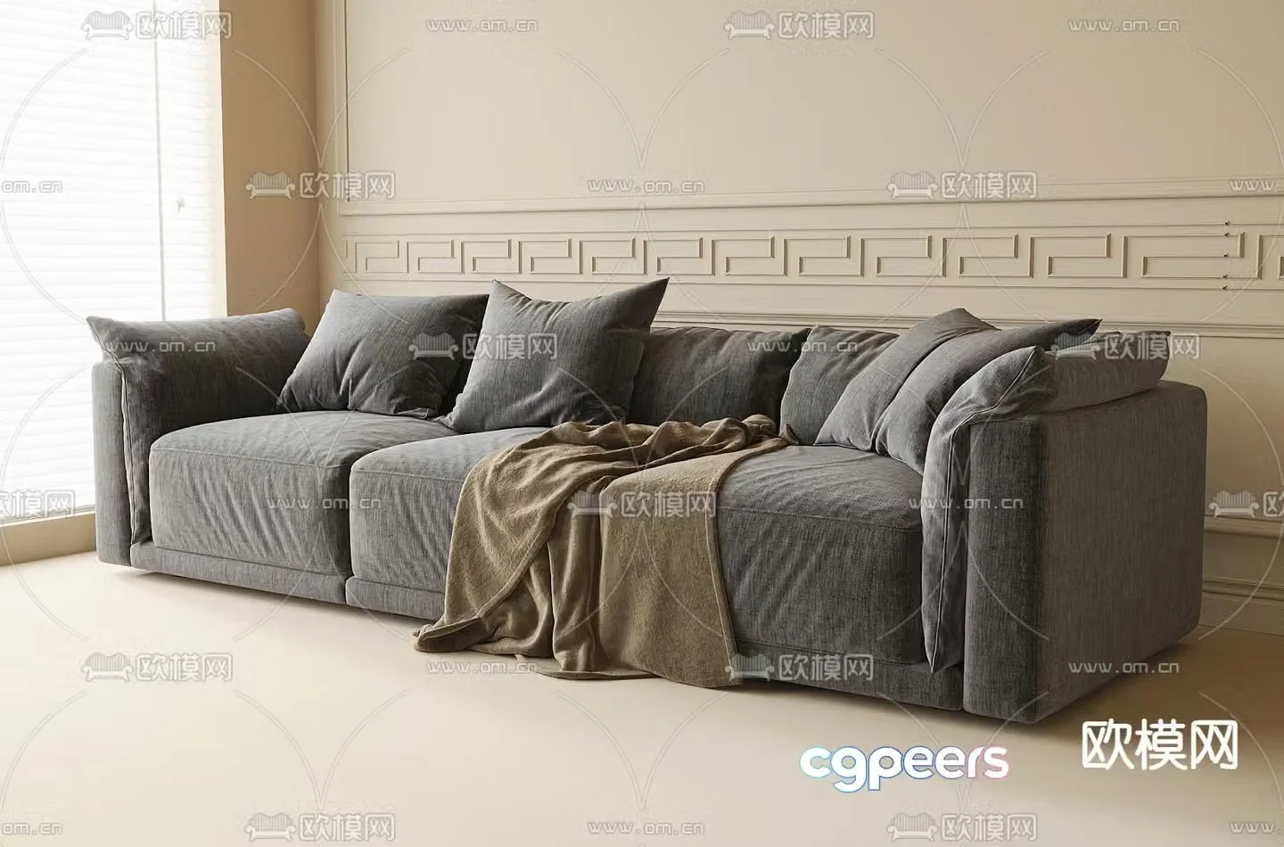multi-person sofa three-person sofa 3d model