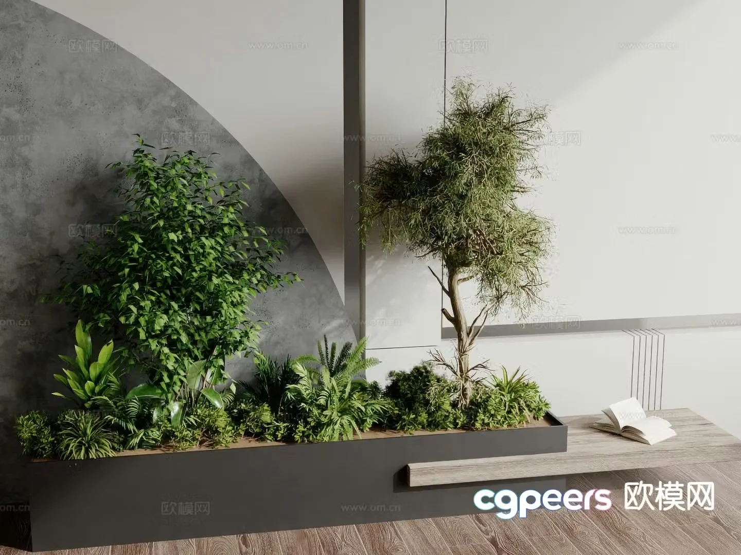 Flower tank flower box outdoor plant pile 3d model