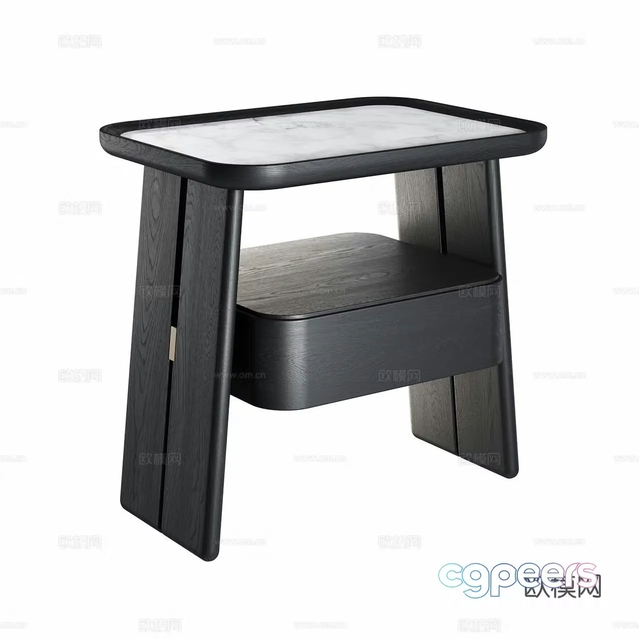 New Chinese style solid wood bedside table 3D model