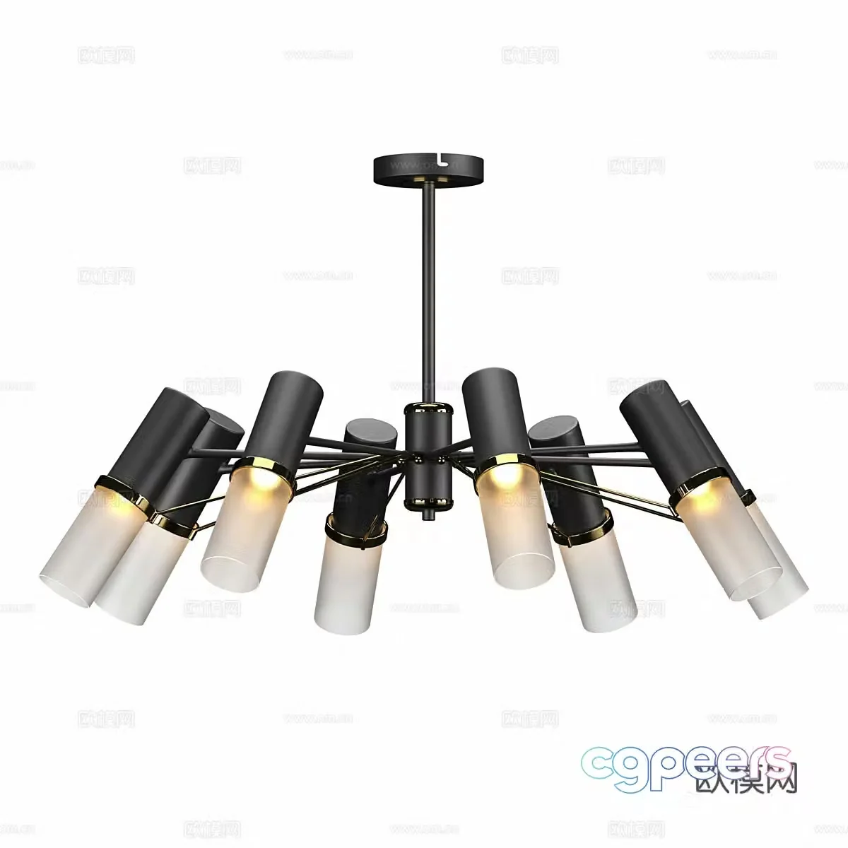 Modern multi-head chandelier 3d model