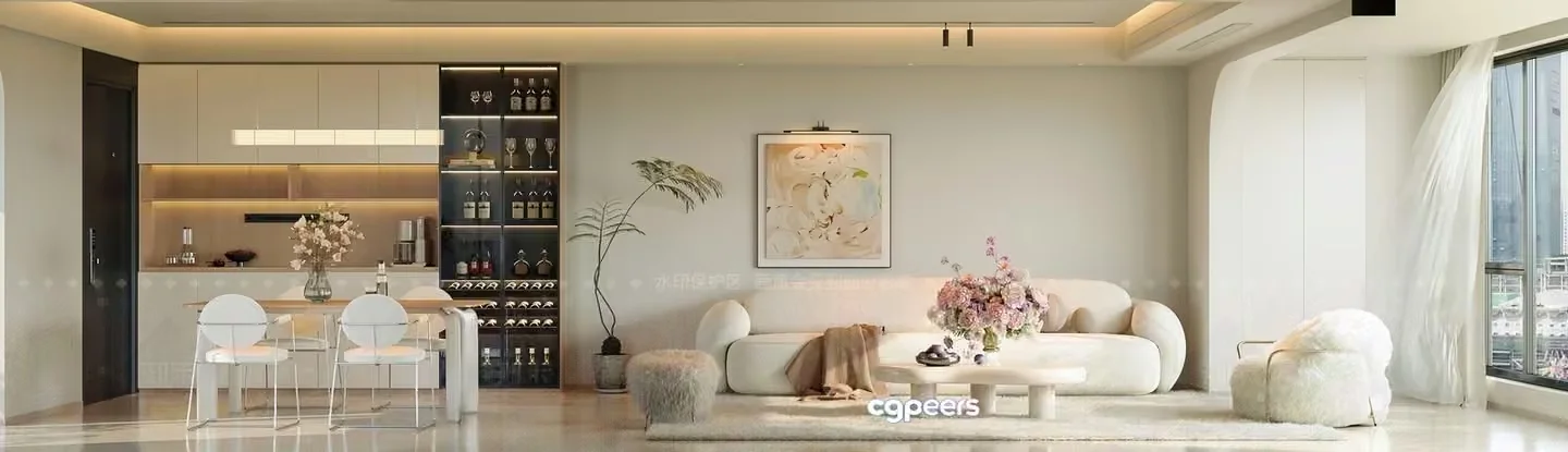 Modern Living Room 3D Model – 16052 – VRAY Render