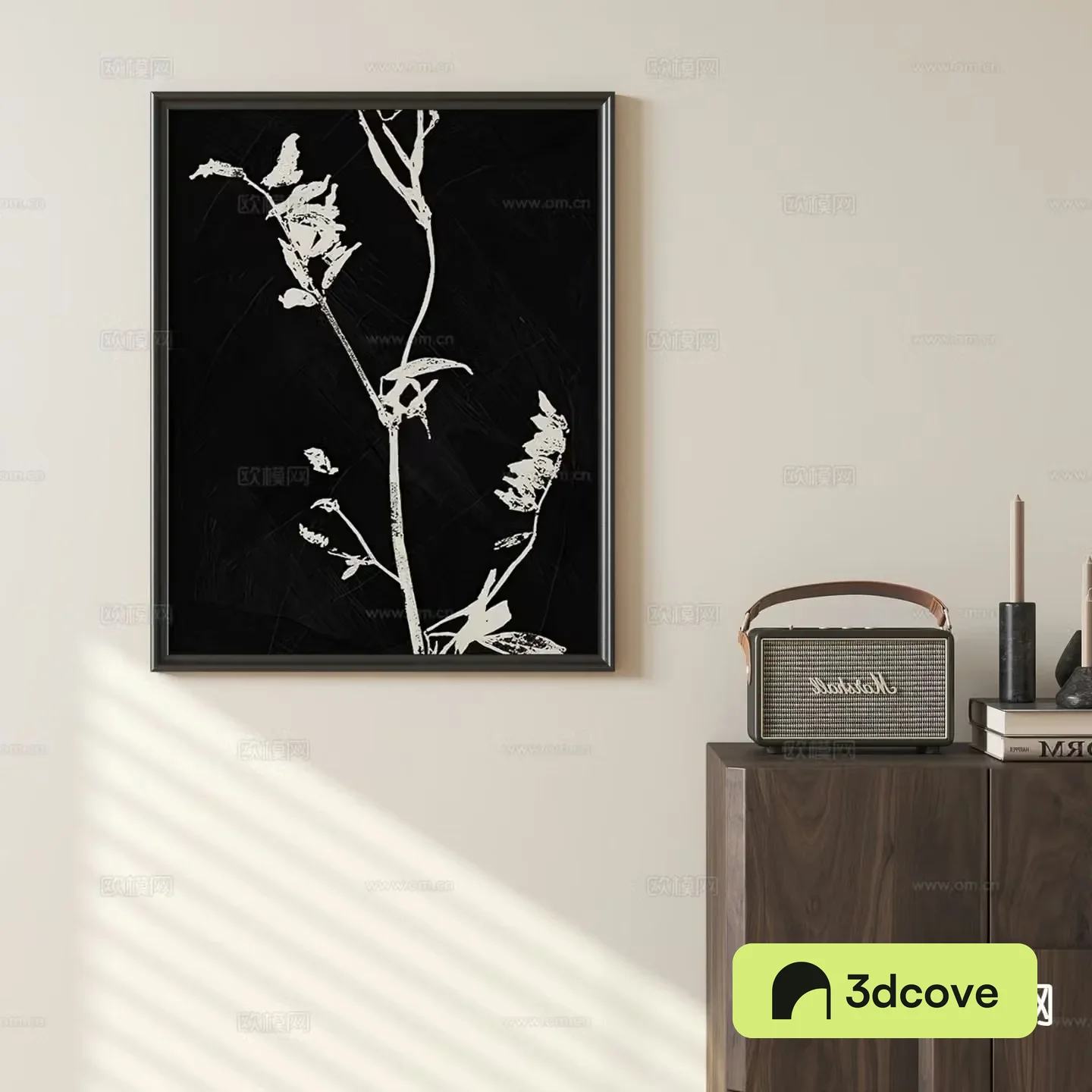 French black and white hanging painting