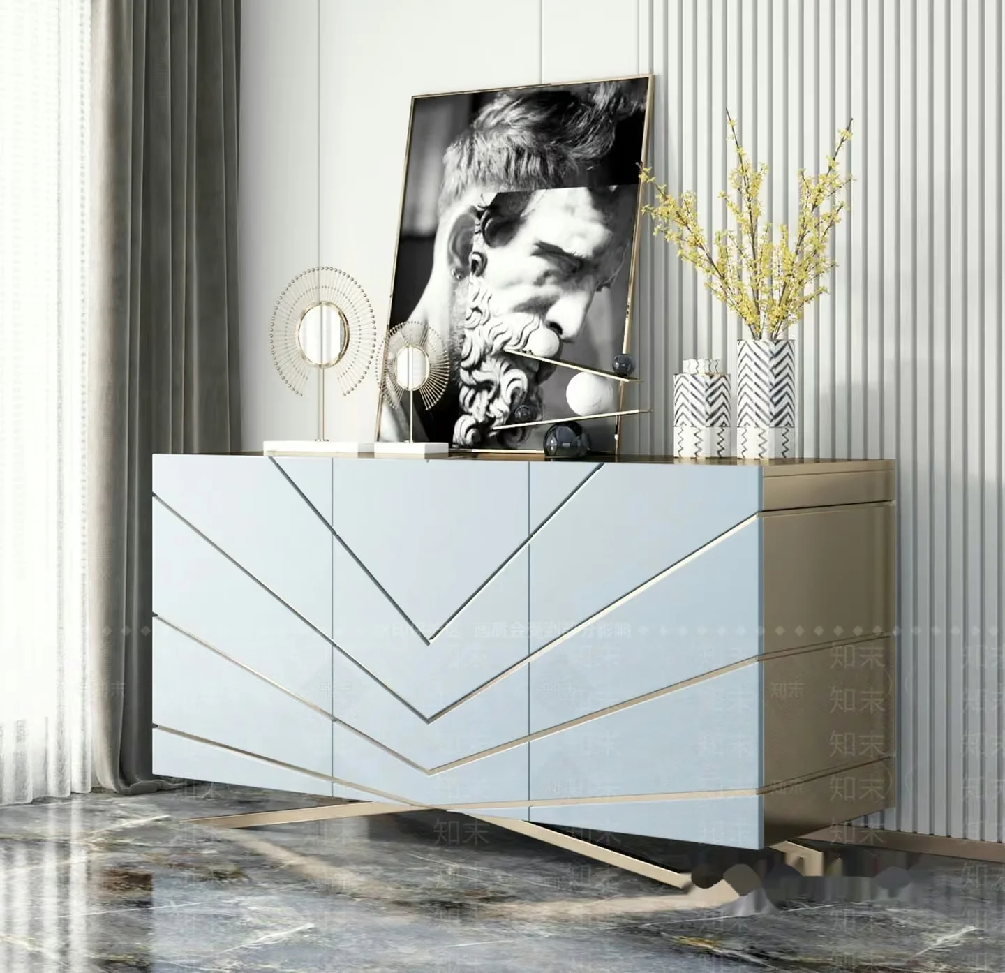 Modern White Dresser 3D Model – 2896 – VRAY Render