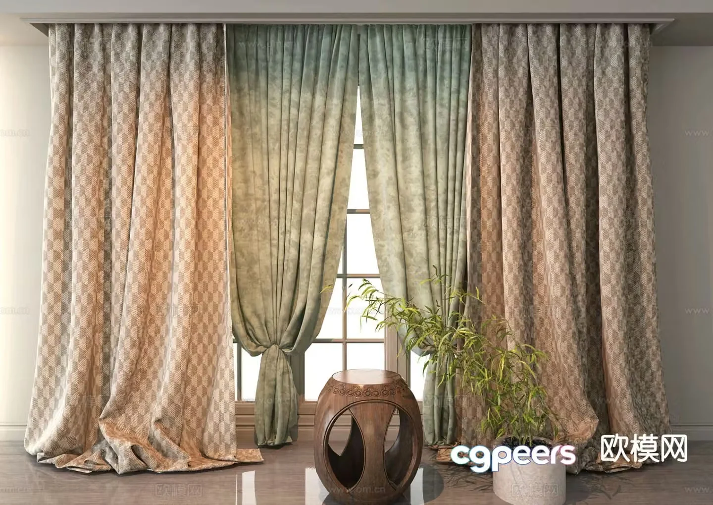 Curtains Window Screen 3d model