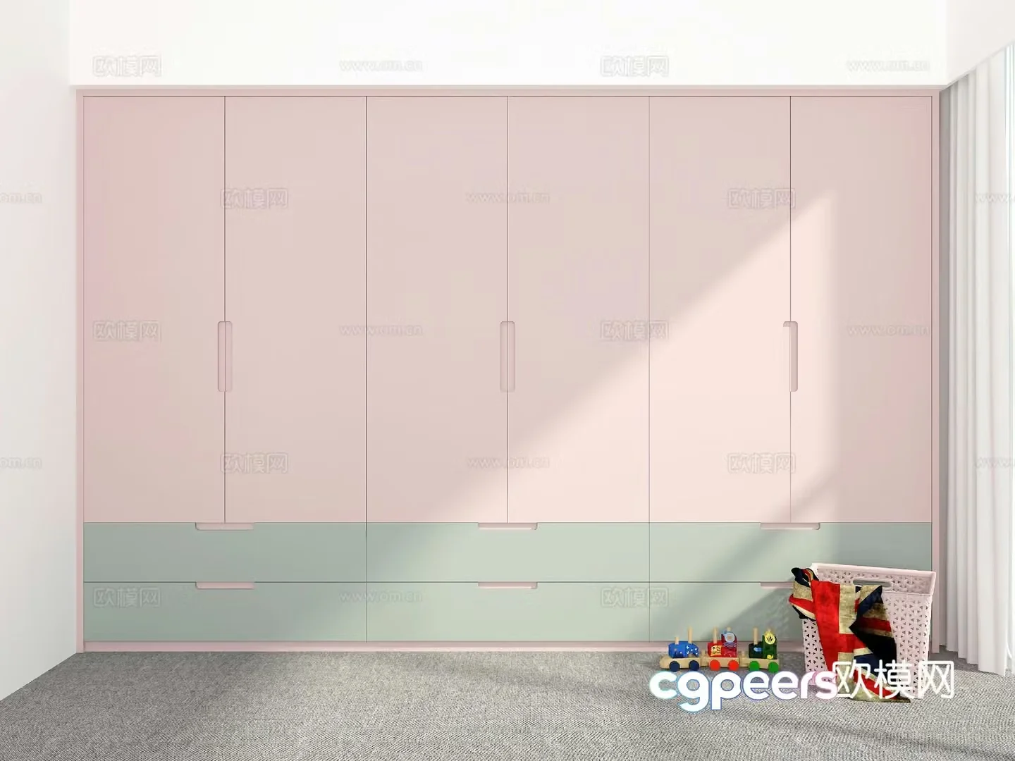 Modern pink wardrobe 3d model