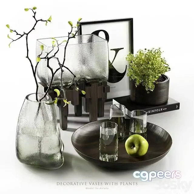 3ds Max Free – Decorative vases with plants