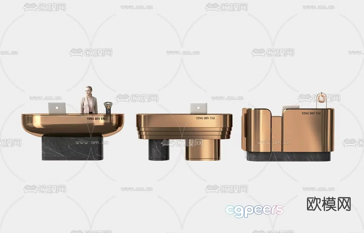 Modern front desk welcome desk reception desk service desk 3d model