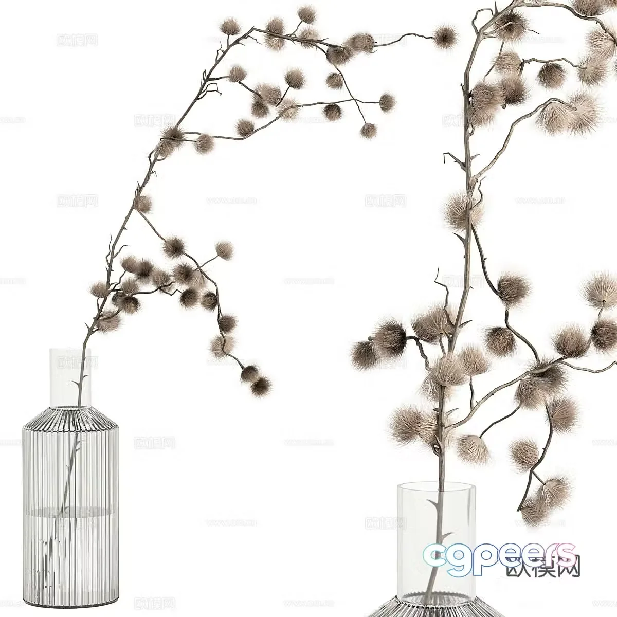 New Chinese vase flower art dry branch 3D model