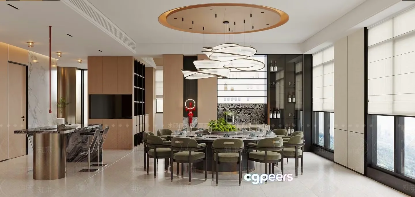 Modern Dining Room 3D Model – 11642 – CORONA Render