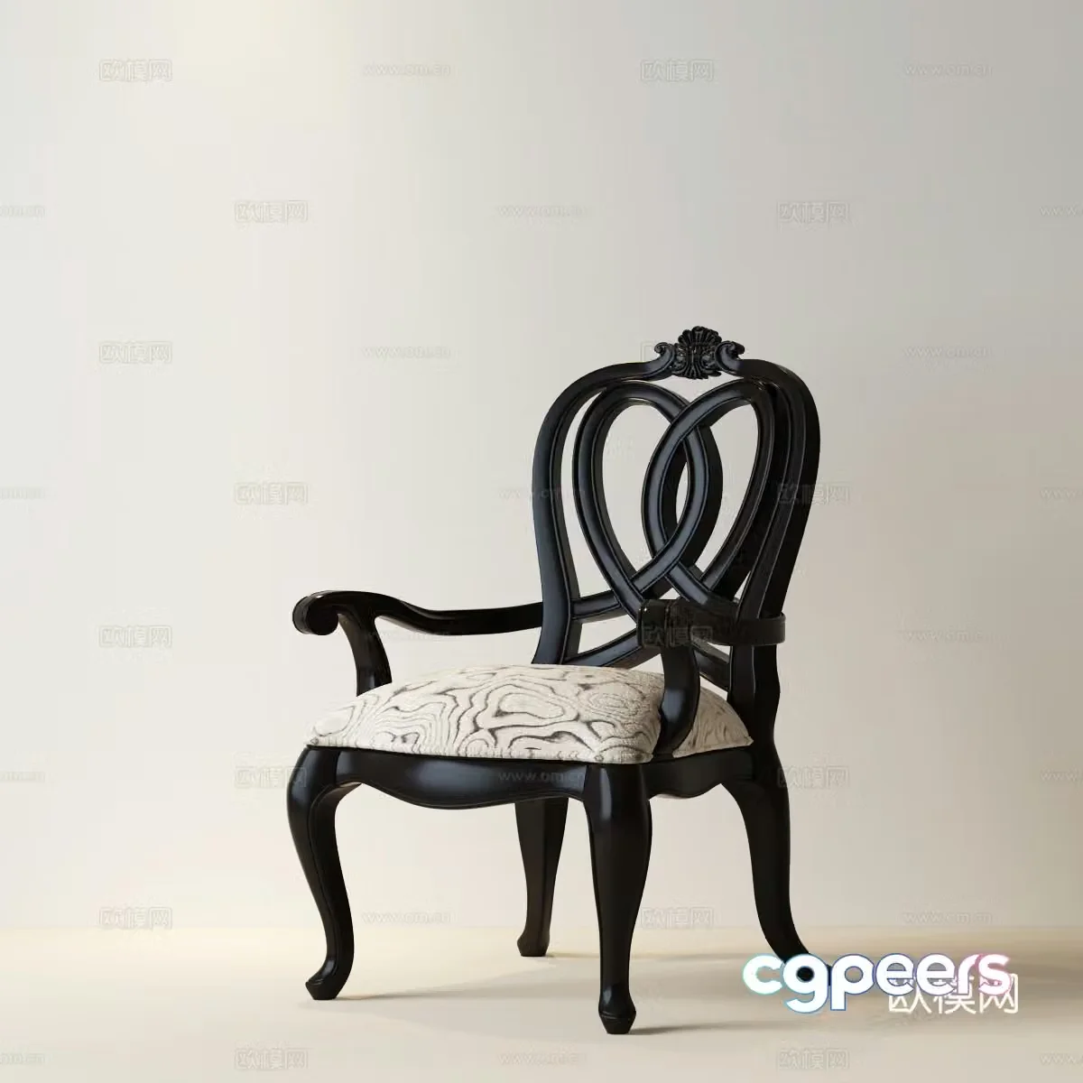 American dining chair American single chair American solid wood dining table and chair French medieval single chair American medieval dining 3D model