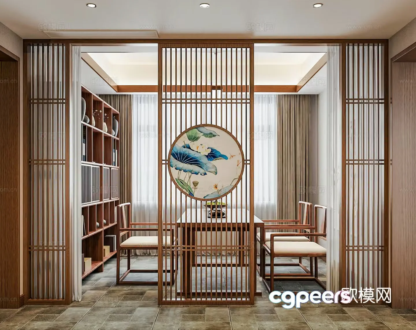 New Chinese style Chinese style partition partition door partition new Chinese style partition solid wood partition screen partition 3D model