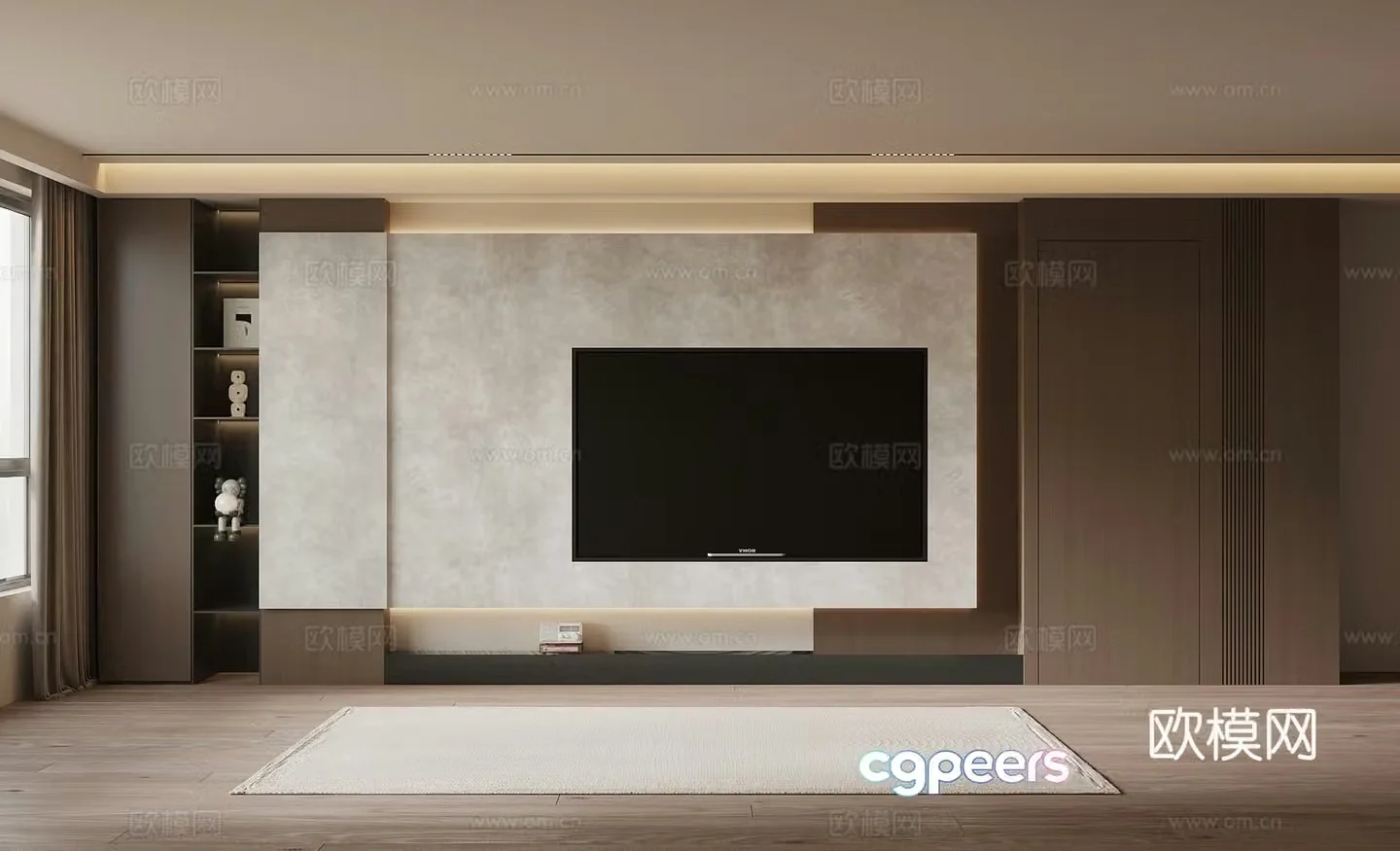 Italian minimalist TV background wall TV cabinet 3d model