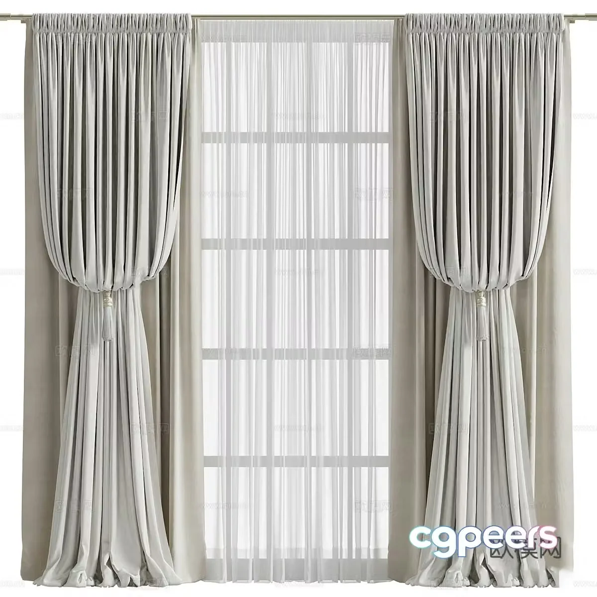 New Chinese style fabric curtain 3D model