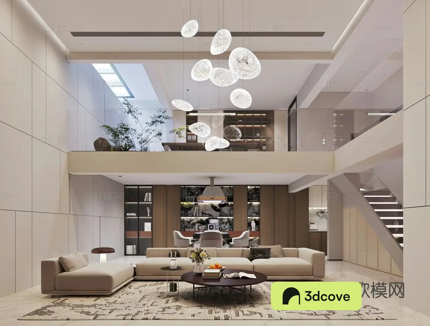 Modern villa living room empty living room