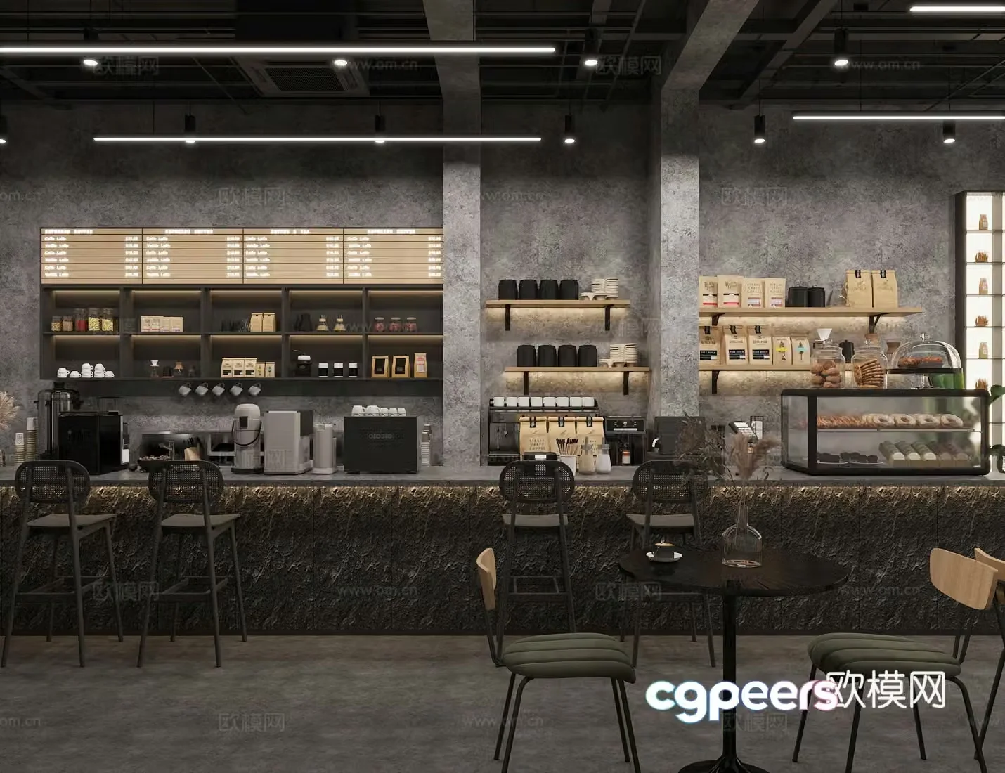 Industrial style coffee shop coffee shop operation table milk tea shop workbench restaurant water bar coffee table 3d model