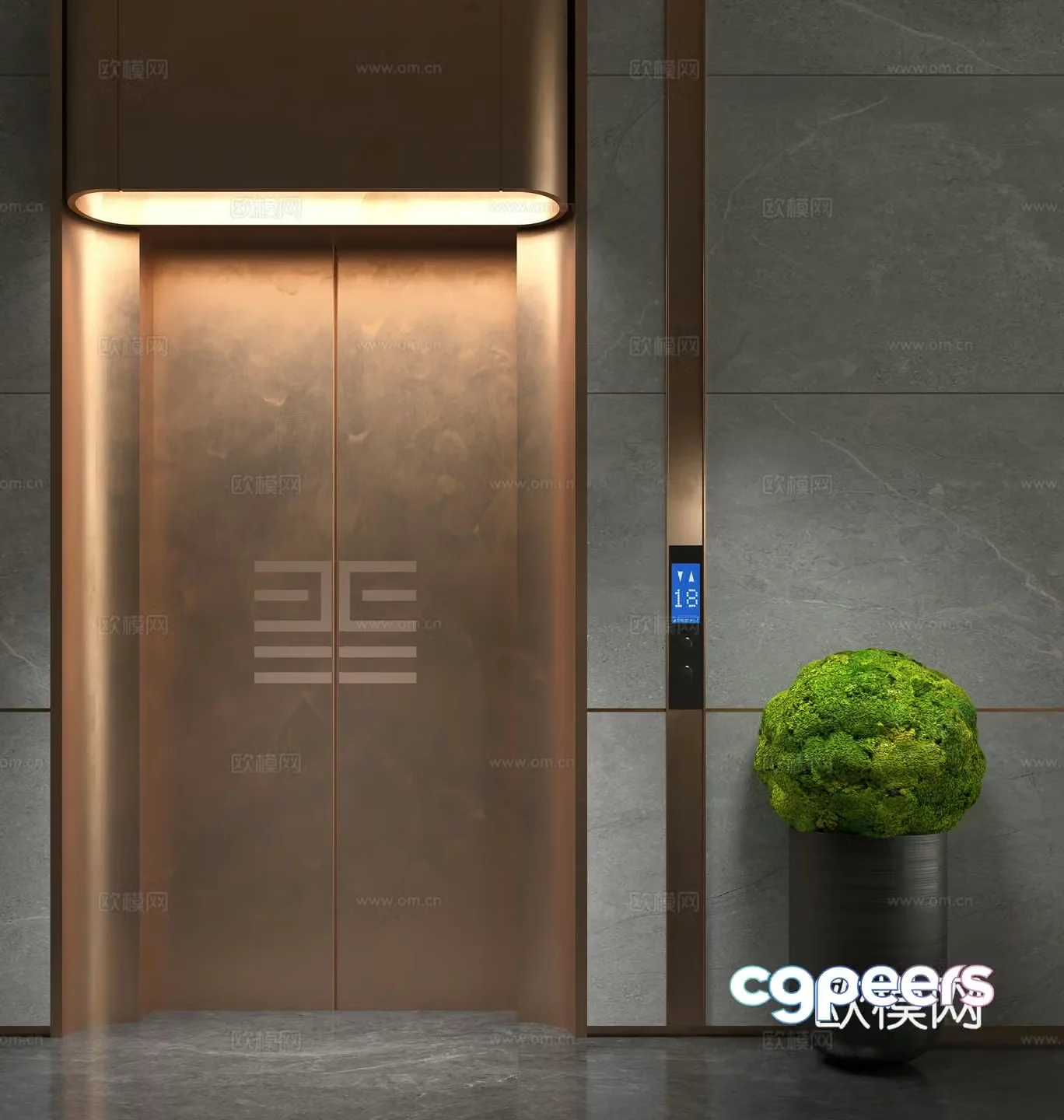 Modern elevator hall 3d model