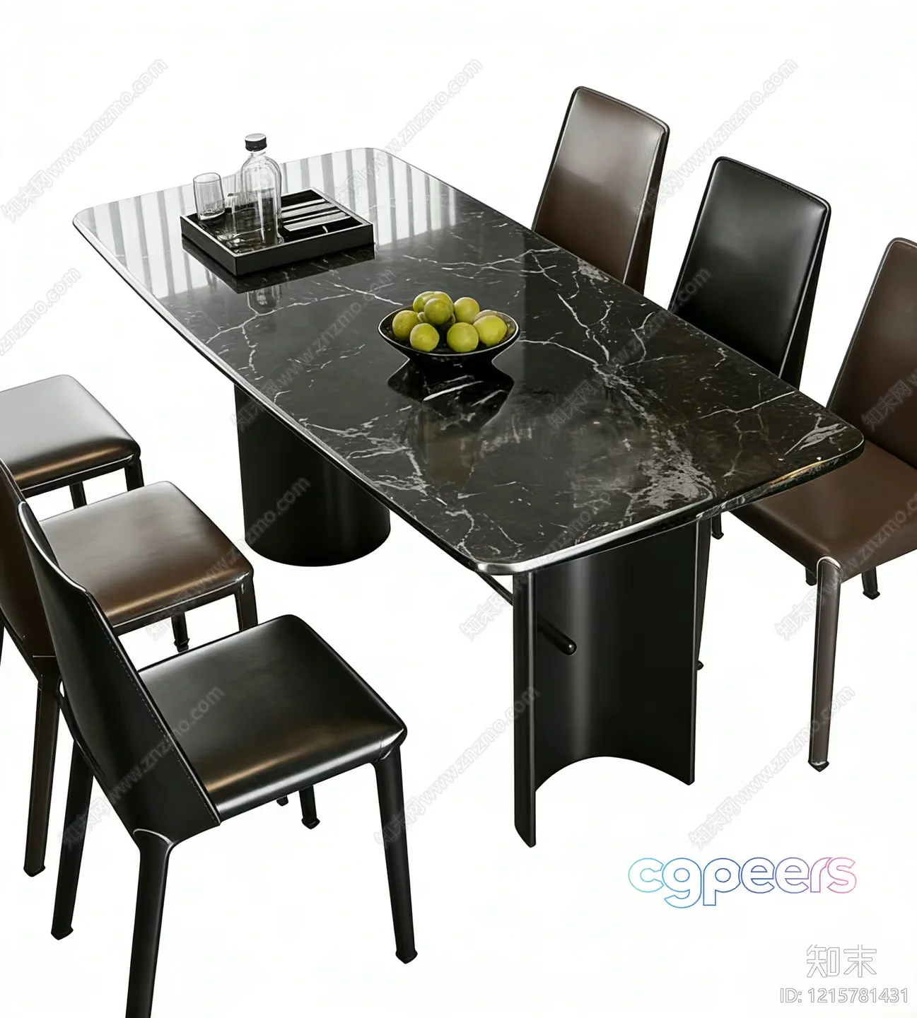 A Dining Table With Chairs 3D Model – 13430 – VRAY Render