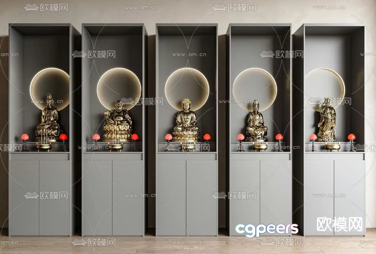 Buddhist niche shrine sacred cabinet 3d model