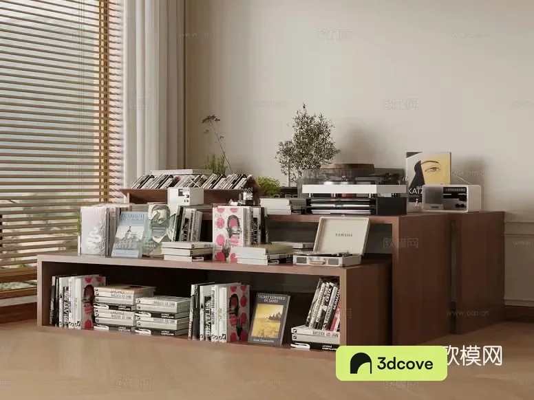 A Bookshelf With Vinyl Records