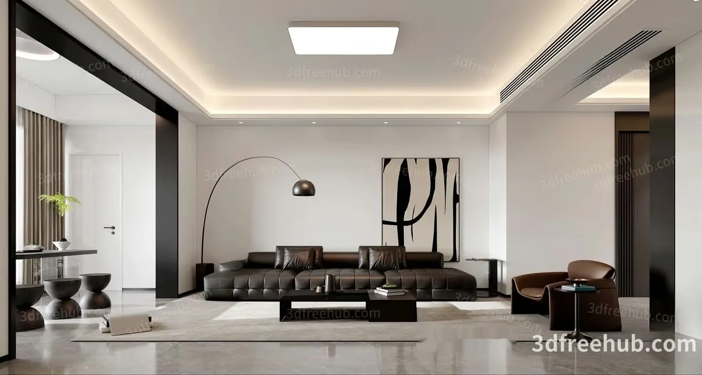 Modern Living Room 3D Model – 21247 – VRAY Render