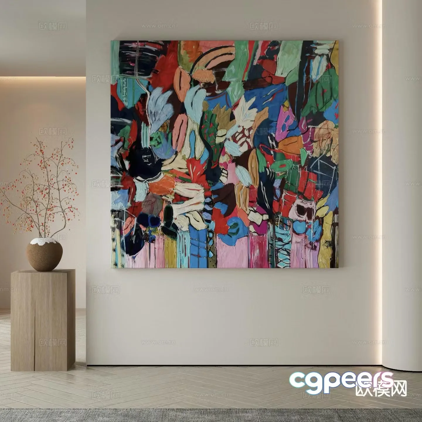 Modern texture painting decorative painting 3d model