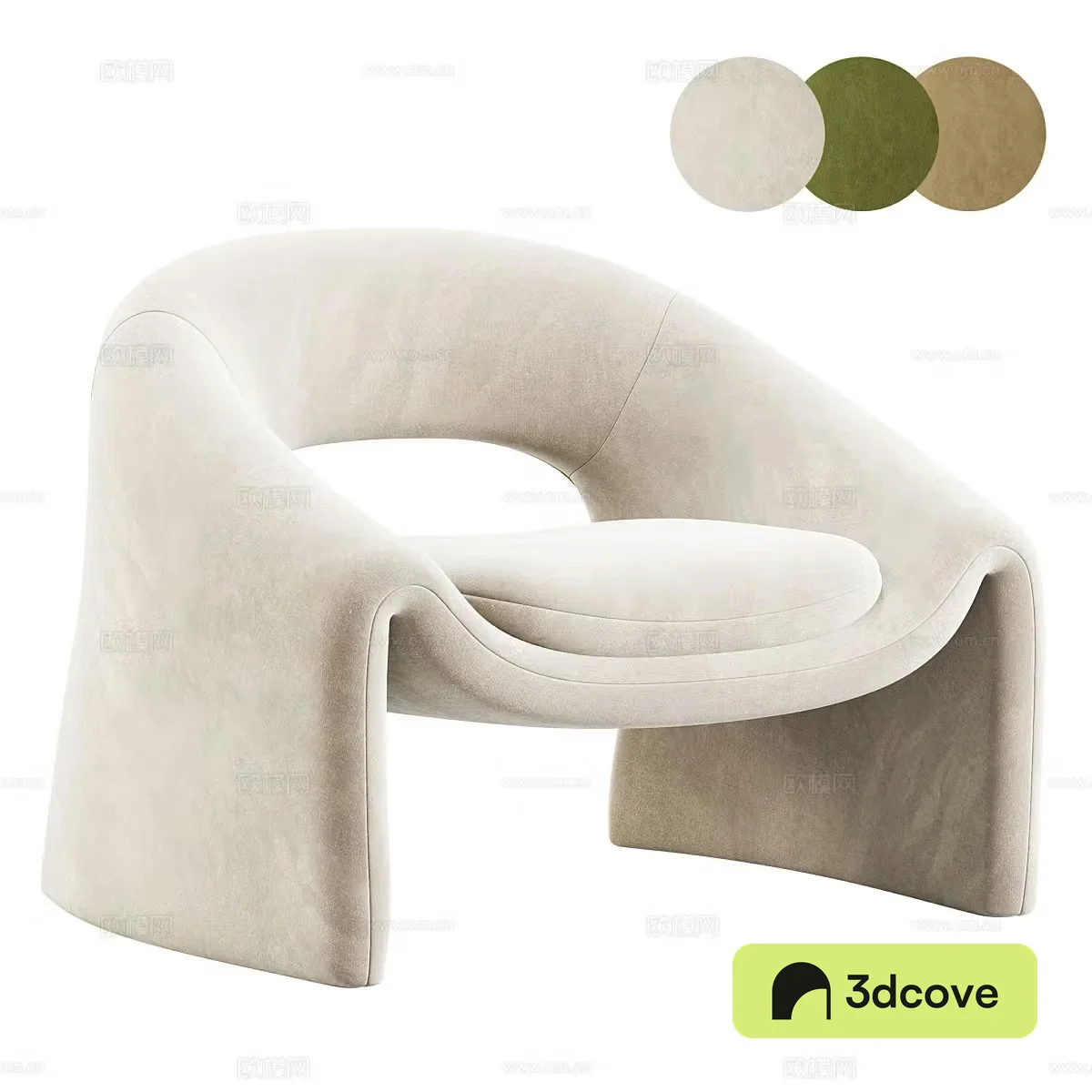 Modern Creamy Kastaninbaum Armchair
