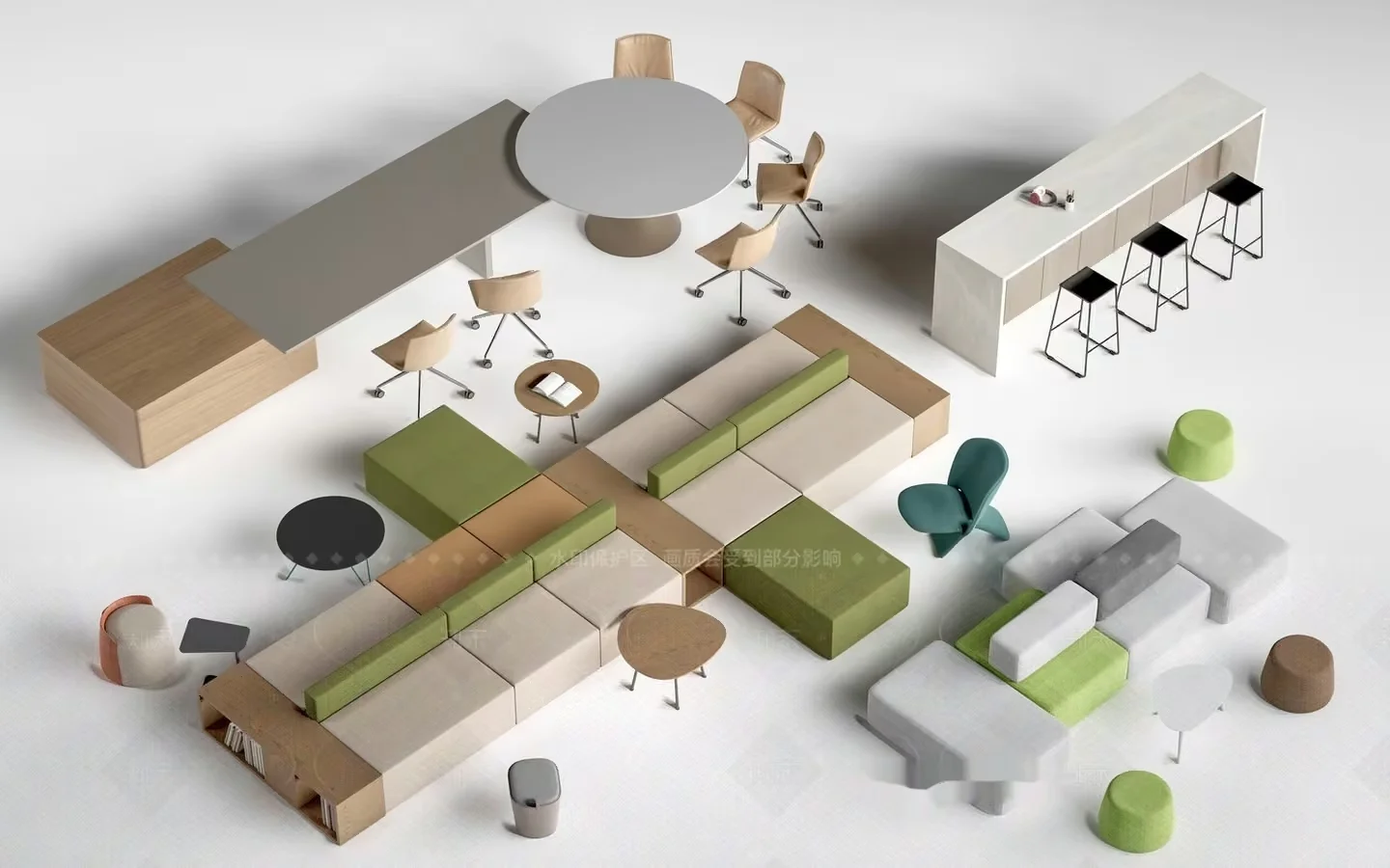 Modern Office Furniture 3D Model – 4294 – VRAY Render