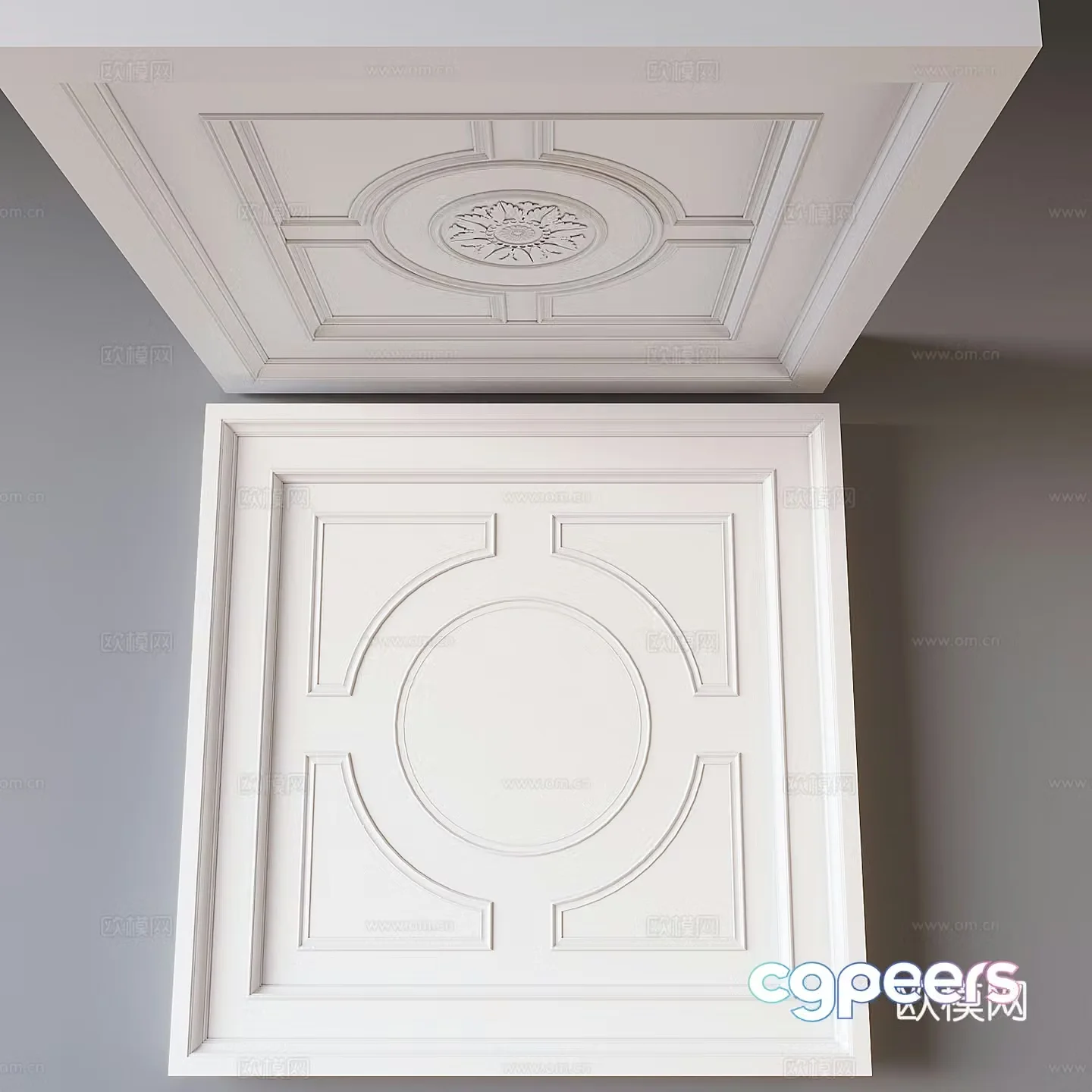 European style suspended ceiling ceiling square suspended ceiling 3d model