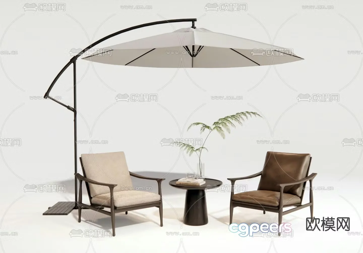 Wabi-sabi outdoor chair leisure chair table 3d model