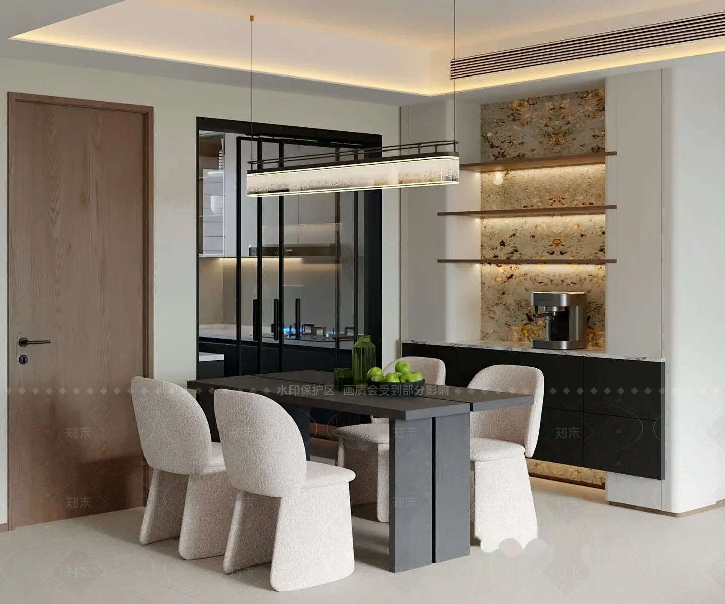 Modern Dining Room 3D Model – 17744 – VRAY Render