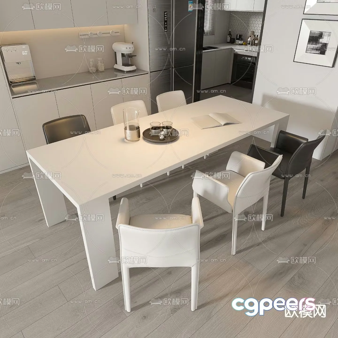 Bar dining table and chairs 3d model
