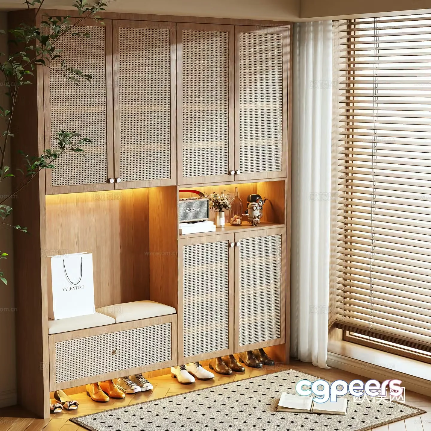 Wabi-sabi shoe cabinet 3d model