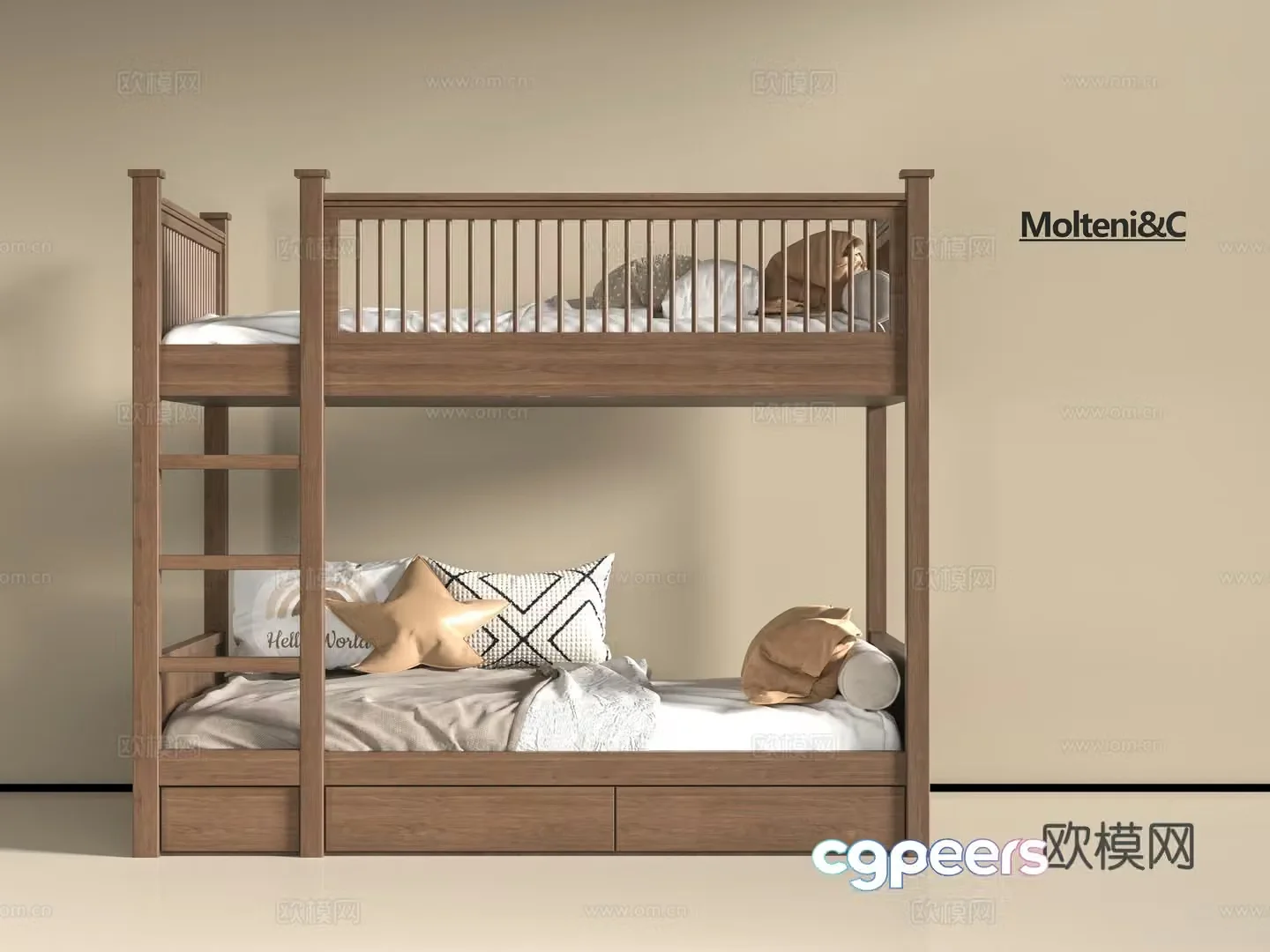 Modern solid wood 3D model