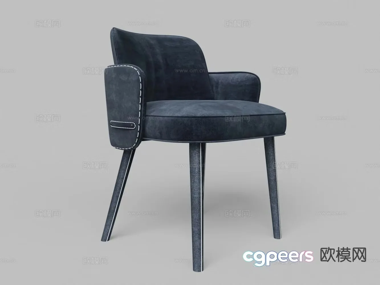 Modern blue chair fabric dining chair 3d model