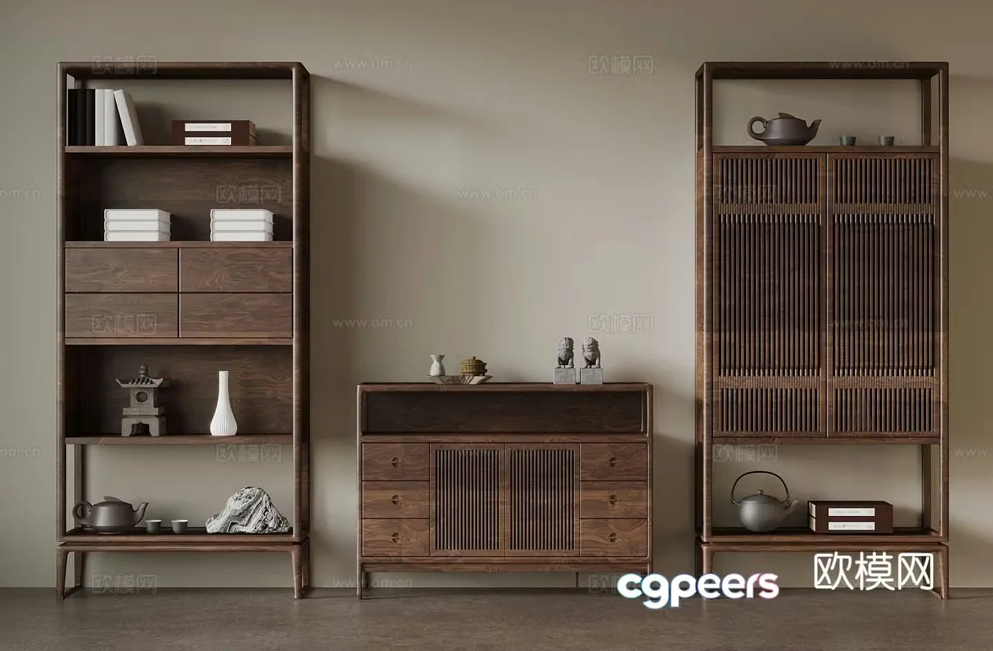New Chinese-style tea cabinet Bogu shelf 3D model