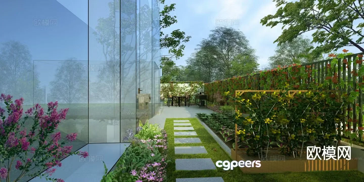 Courtyard landscape villa garden 3d model