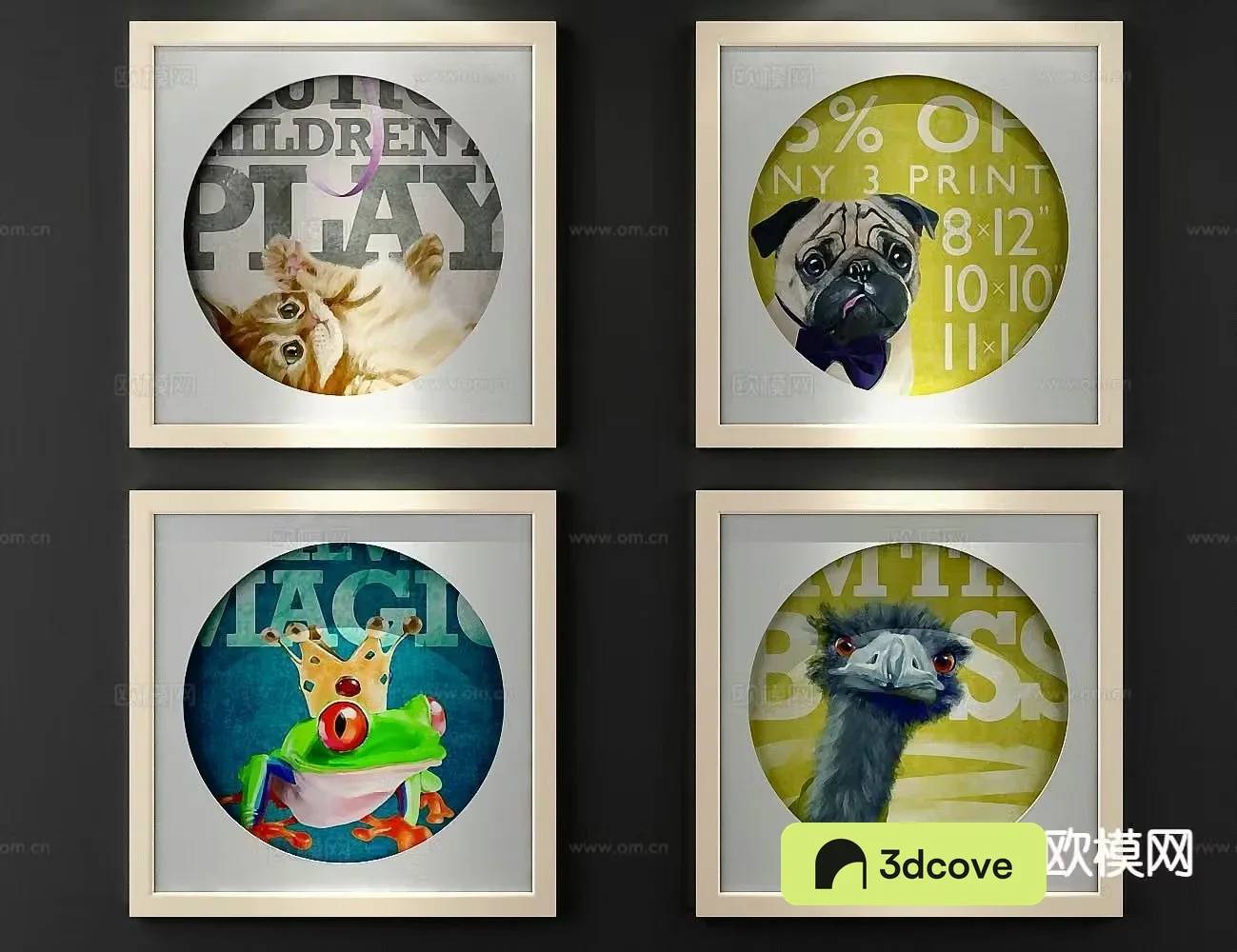 Modern cat hanging painting animal decorative painting
